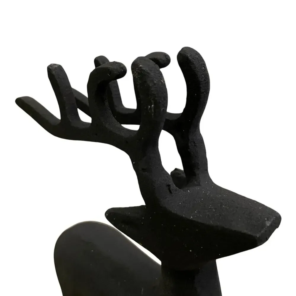 Set of 2 Black Metal Christmas Reindeer 11in Made in India Holiday Decor New